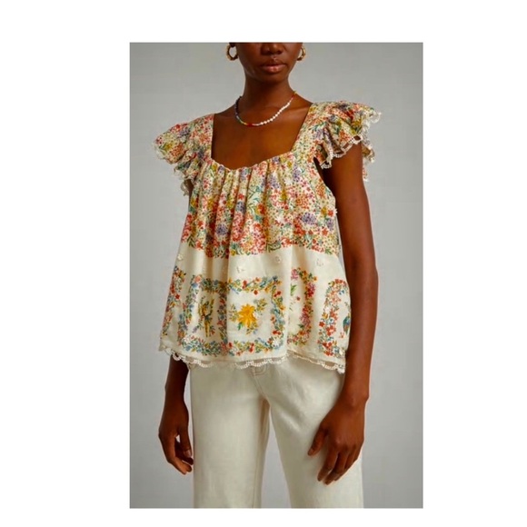 Farm Rio Delicate Floral Blouse. - Picture 1 of 11